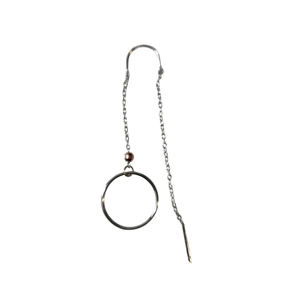 Genevive Sterling Silver Two-Tone White & 18K Rose Gold‎ Plated Dangle Earrings